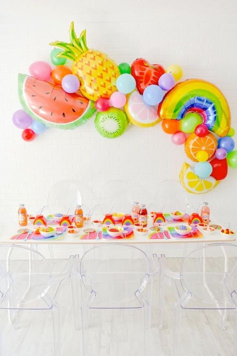 Tutti Frutti Party Decorations, Tutti Fruity Party, Twotti Fruity, Tutti Frutti Birthday Party, Tutti Frutti Party, Fruit Birthday Party, 2nd Birthday Party For Girl, Fruit Birthday, Rainbow Parties