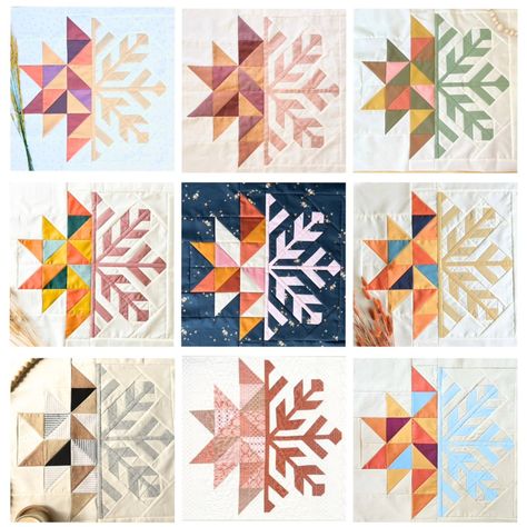 It's Week 9, the final week of the #sweaterweathersampler2024 and we are beyond excited and grateful that so many of you are joining us! This week's block is Fall Frost and was designed by me! I'm so excited to share this half-leaf half-snowflake block with you all! 🍁❄️ Last autumn, my family and I went on a hike at our local arboretum. The trails were covered with fallen leaves and the leaves were covered in icy crystals from the overnight frost. We had a great time admiring all of the ... Snow Quilt Block, Christmas Quilting Projects, Making Quilts, Nine Patch Quilt, Only Yesterday, Sampler Quilts, Chocolate Cakes, Quilting Inspiration, Winter Quilts