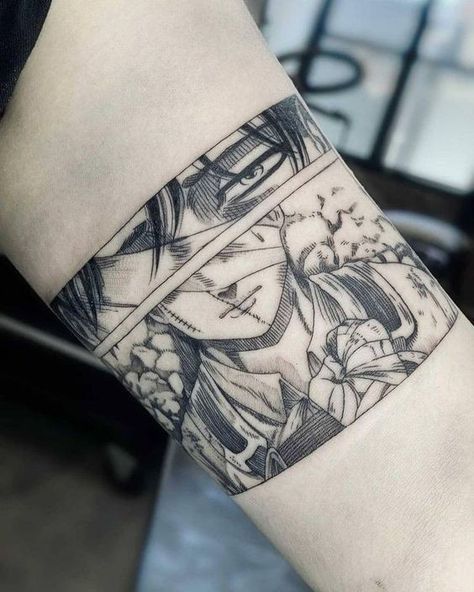 Anime Tattoo Artist, Tatuaje Studio Ghibli, Mangas Tattoo, Attack On Titan Tattoo, Timeless Tattoo, Framed Tattoo, Anime Tattoo, Line Work Tattoo, Hand Tattoo