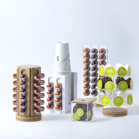 coffee capsule holder nespresso capsules pod stand Coffee Pod Dispenser, Nespresso Capsule Holder, Coffee Organizer, Nespresso Coffee Pods, Cup Display, Nestle Coffee, Coffee Capsule Holder, Rack Kitchen Storage, Coffee Organization