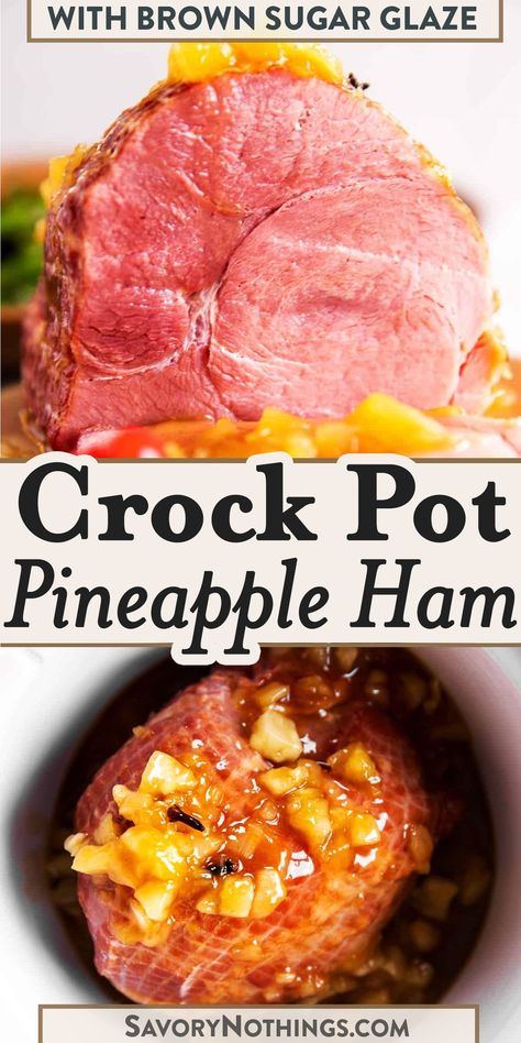 Crockpot Brown Sugar Pineapple Ham, Pineapple Ham Crockpot, Brown Sugar Pineapple Ham, Brown Sugar Pineapple, Ham Recipes Crockpot, Pineapple Ham, Crockpot Ham, Slow Cooker Ham, Easy Ham