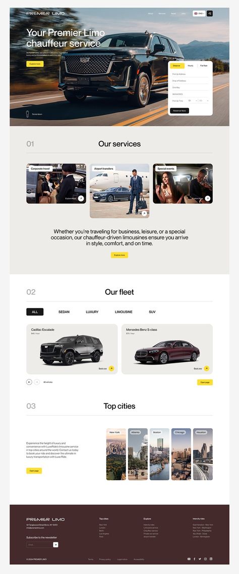 Limo Service Booking Website by Usman A. on Dribbble Car Service Design, Car Landing Page, Automotive Website, Gaming Website, Product Website, Car Ui, Service Website, Brochure Design Layout, Booking Website