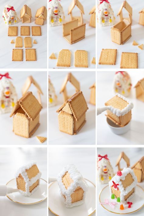 Mini Gingerbread House Tutorial Royal Icing For Gingerbread Houses, Icing For Gingerbread Houses, Recipe For Royal Icing, Gingerbread House Tutorial, Christmas Themed Birthday Party, Fluffy Icing, Gingerbread House Icing, Ginger House, Mini Gingerbread House