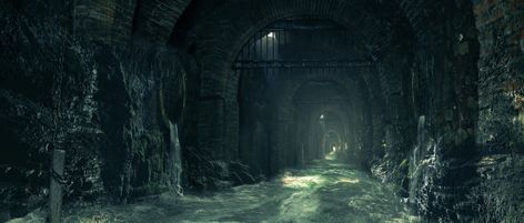 ArtStation - Sewer, Wayne Leung Hou-wai Blue Texture Background, Underground Cities, Sci Fi Environment, D D Maps, Fantasy City, Fantasy Artist, Fantasy Places, Matte Painting, Warhammer Fantasy