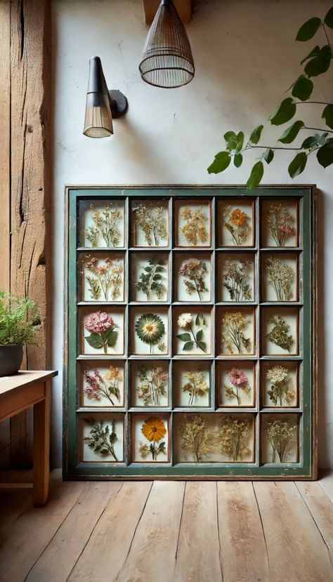 Window Used As Decor, Vintage Window Wall Decor, Window Frame Picture Frames, Stained Glass In Old Window Frames, Window Frame Wall Decor Living Room, Fake Window Diy, Antique Windows Repurposed, Projects With Old Windows, Frame Decorating Ideas