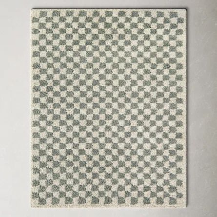 Walker Checkered Sage/Cream Shag Area Rug Play Room Rug, Sage Green Boys Room, Earthy Nursery, Sage Nursery, Baby Rack, Thick Pile Rug, Playroom Rug, Green Nursery, Nursery Room Boy