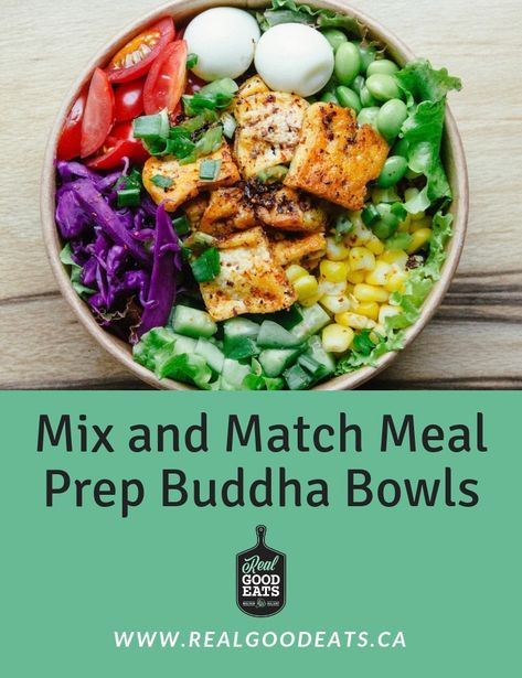 Buddha Bowls, Buddha Bowl, Vegetarian Meals, Mix N Match, Get Healthy, Mix And Match, Good Eats, Cobb Salad, Meal Prep