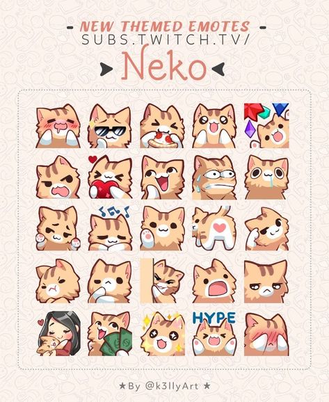 Twitch Streaming Setup, Cat Emoji, Chibi Cat, Emoji Art, Twitch Channel, Kawaii Stickers, Cute Chibi, Kawaii Drawings, Facial Expressions