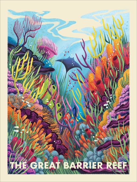 Barrier Reef Australia, Sea Drawing, Underwater Art, The Great Barrier Reef, Summer Illustration, Music Events, Gathering Place, High Art, Seven Days