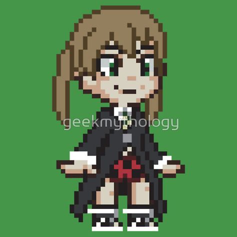 Soul Eater - Maka Albarn Sprite Stitch Anime, Maka Albarn, Perler Projects, Pearl Beads Pattern, Pixel Art Templates, Perler Bead Templates, Bead Sprite, Bead Projects, Minecraft Pixel Art