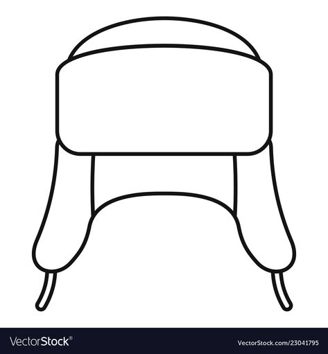 Ear flap winter hat icon outline style Royalty Free Vector Trapper Hat Drawing, How To Draw Ushanka, Russian Hat Drawing, Winter Hat Drawing, Ushanka Drawing, Hat Outline, Russian Hat, Hat Vector, Ear Flap Hats