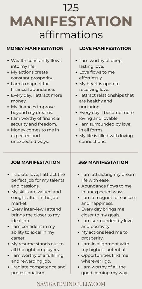 125 Manifestation Affirmations to Attract Your Dreams Powerful Manifestation Affirmations, Affirmations For Money, Love Job, Tell Me Something Good, Money Prayer, Powerful Manifestation, Relationship With Money, Healing Journaling, Success And Happiness