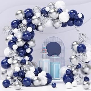 Amazon.com: PartyWoo Blue Shades Balloon Garland Kit, 140 pcs Shades of Blue Balloons Different Sizes Pack of 18 Inch 12 Inch 10 Inch 5 Inch for Balloon Garland or Arch as Birthday Decorations, Party Decorations : Toys & Games Blue Silver Balloons, Graduation Birthday Party, Silver Balloons, Balloons Arch, Silver Confetti, Silver Balloon, Christmas Balloons, Space Party, Balloon Flowers