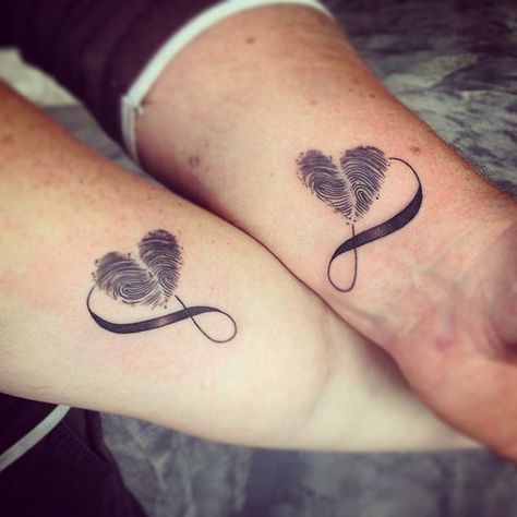 125 Fascinating Infinity Tattoo Ideas You Can’t Ignore - Wild Tattoo Art Couple Tattoo Heart, Thumbprint Tattoo, Tattoos Arm Mann, Girlfriend Tattoos, Fingerprint Tattoos, Couple Tattoos Love, Husband Tattoo, Best Couple Tattoos, Small Couple Tattoos