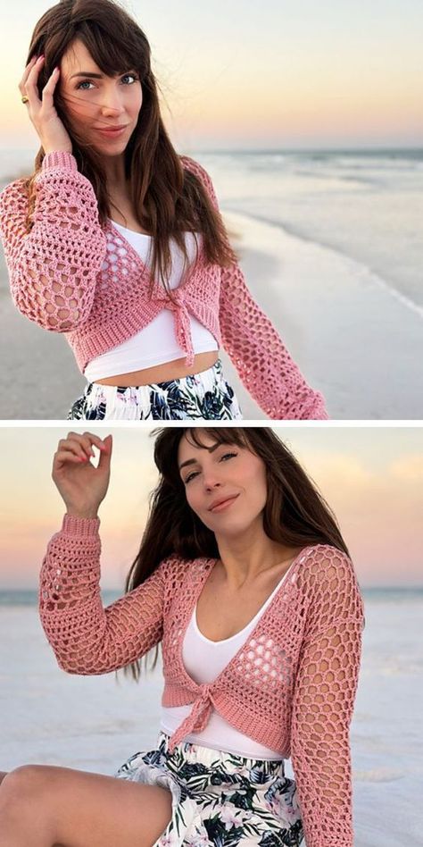 A versatile cardigan pattern for spring and summer. With an airy design and pastel color, this piece is both soothing and stylish. The light and breezy feel makes it ideal for layering over your favorite outfits on those cooler evenings. Crochet this cardigan for a beachy yet chic look. This cardigan pattern is easy to follow. Easy Crochet Summer Cardigan, Crochet Light Cardigan Pattern Free, Sundress And Cardigan Outfit, Crochet Light Cardigan, Summer Cardigan Crochet Pattern Free, Crochet Summer Cardigan Pattern Free, Summer Cardigan Crochet, Summer Crochet Cardigan, Sunflower Granny Square Pattern