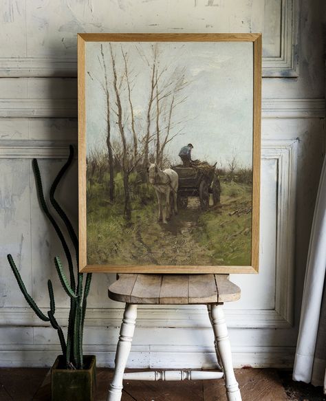 Farm Painting, Country Landscape, Farm Landscape, Farmhouse Decor, Vintage Art ✔ PLEASE CLICK LINK TO VISIT OUR SHOP: https://www.etsy.com/shop/PrintsFarm This is a high quality reproduction of an original painting with you can decorate your home or office in a unique way. We use high-quality water-based Eco friendly inks that give high print resistance and color saturation. ✔ We guarantee 100% satisfaction ✔ High durability of print ⚠️ NOTE: ✔ Frame not included - for illustration purposes only Cows Painting, Landscape Farm, Landscape Farmhouse, Farm Painting, Farm Paintings, Equestrian Decor, Cow Painting, Country Landscaping, Farmhouse Art