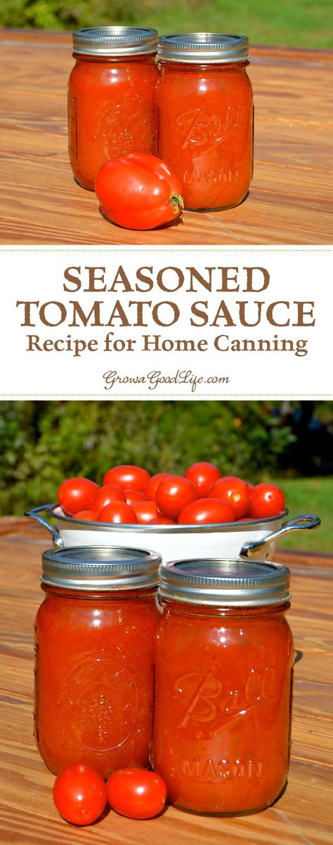 No store bought tomato sauce compares with the flavor of homemade. Capture summer in a jar with this seasoned tomato sauce recipe for home canning. Tomato Recipes For Canning, Recipes For Canning, Canned Tomato Juice, Home Canning Recipes, Canning Vegetables, Canning Food Preservation, Canning Tips, Tomato Sauce Recipe, Canning Tomatoes