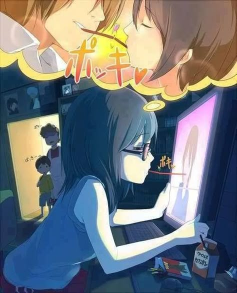 Anime Pocky game through the screen XD Otaku Problems, Pocky Game, Otaku Issues, Manga Love, Anime Memes Funny, Japanese Animation, Manga Cosplay, Manga Characters, Playing Games