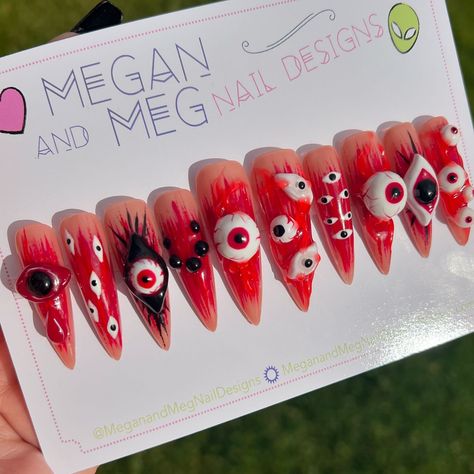 These nails are insane with the gory 3d eyeballs 😍 #gorynails #spookynails #creepynails #eyenails #halloweennails #nailinspo #3dnailart #horror #horrornails #spookynails #altfashion #altnails Gory Nails, Horror Nails, Nail Styles, 3d Nail Art, Halloween Nails, Beautiful Nails, Nail Inspo, Nail Designs, Nail Art