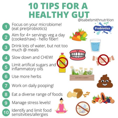 Isabel Smith MS RD • Dietitian’s Instagram photo: “⭐ 10 TIPS FOR A HEALTHY GUT ⭐ While the gut microbiome and gut health, in general, is very complex, my tips to improve gut health are…” Swollen Belly, How To Help Nausea, Improve Gut Health, Gut Healing, Gut Microbiome, Health Eating, Healthy Gut, Health And Wellbeing, Gut Health