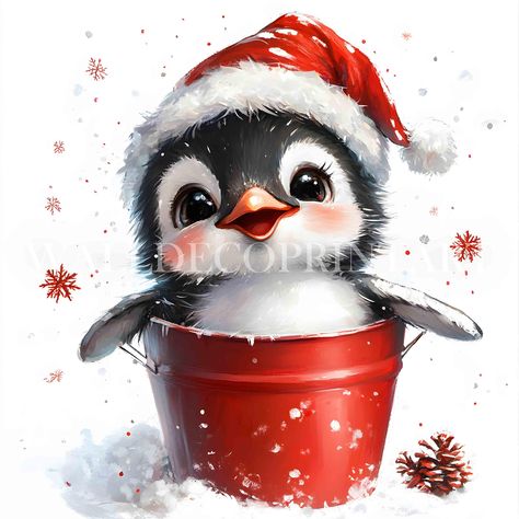 𝗗𝗲𝘀𝗰𝗿𝗶𝗽𝘁𝗶𝗼𝗻: Introducing the Christmas Penguin in a Bucket Wearing Santa's Hat Clipart Bundle, a beautiful collection of 10 high-quality watercolor JPGs that are perfect for your digital crafting projects. Each image has a minimum size of 4096 x 4096 pixels (300 DPI) and is on a solid mostly white background. This set includes exclusive artwork that you won't find anywhere else, making it unique and special. ⭐ 𝗕𝗨𝗬 𝟭 𝗮𝗻𝗱 𝗴𝗲𝘁 𝟮𝟮 𝗙𝗥𝗘𝗘 𝗛𝗮𝗹𝗹𝗼𝘄𝗲𝗲𝗻 𝗮𝗻𝗱 𝗖𝗵𝗿𝗶𝘀? Christmas Duck Painting, Penquins Crafts Christmas, Penguin Paintings, Cute Penguin Art, Christmas Pictures Free, Santa Hat Clipart, Penguin Watercolor, Snowman Graphic, Penguin Clipart