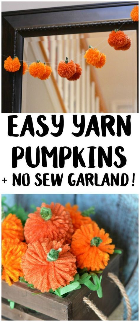 Diy Yarn Pumpkins, Yarn Pumpkins, November Crafts, Halloween Decor Diy, Pumpkin Garland, 29 November, Adornos Halloween, Halloween Tattoo, Thanksgiving Diy