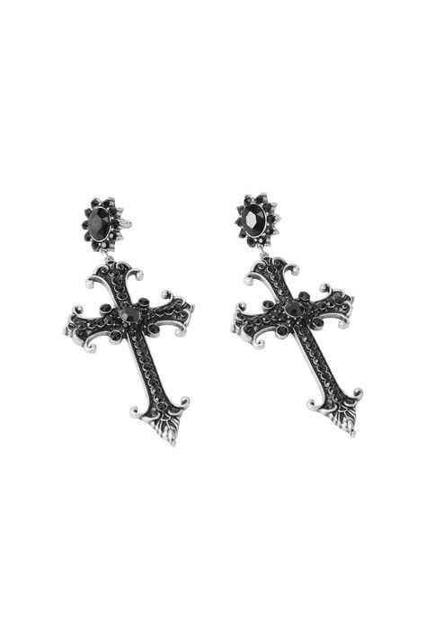 Goth Cross Earrings, 2000 Goth, Emo Jewelry, Vampire Jewelry, Goth Earrings, Witch Earrings, Gates Of Hell, Gothic Cross, Gothic Crosses