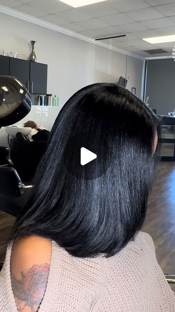 BEAUTY / HAIR PROFESSIONAL/ Natural Hair Stylist on Instagram: "That jet black might be the change u need. Why? Because it just look good & it gives 🫶🏾

#silkpress #mcdonoughhairstylist #healthyhairgoals #healthyhairstylist #healthyhairproducts #hairgoalsachieved #hairgrowthjourney" Jet Black Silk Press Natural Hair, Blowouts For Long Hair, Jet Black Silk Press, Black Women Straight Hairstyles, Side Part Mid Length Hair, Natural Hair Silk Press Medium Length, Side Part Silk Press Natural Hair, Jet Black Hair Black Women, Straight Natural Hair Black Women