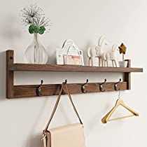 Check this out! Creative Shelves, Wood Clothing Rack, Wood Clothing, Wall Shelf With Hooks, Wall Hanging Shelf, Shelf With Hooks, Coat Rack Shelf, Over The Door Hooks, Wall Mount Rack