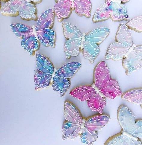 Rainbow Sugar Cookies, Butterfly 1st Birthday, Butterfly Themed Birthday Party, Butterfly Cookies, Fairy Garden Birthday Party, Royal Iced Cookies, Butterfly Birthday Party, Sugar Cookie Designs, Decorated Sugar Cookies