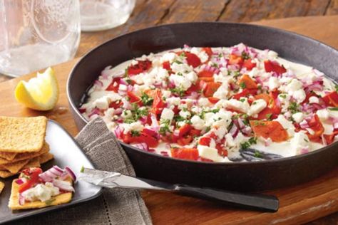 Greek Antipasto Dip - Athenos Antipasto Dip, Creamy Recipes, Dipping Sauces, Summer Cooking, Black Olives, Spread Recipes, Kraft Recipes, Kraft Heinz, Sweet Potato Pie