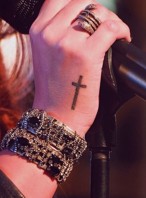 Tattoo Ideas, Demilovato, Tattoo Placements, Demi Tattoo, Crosses Tattoo, Tattoo Simple, Hands Tattoo, Tatoo, Demi Lovato Tattoo Cross Tattoo On Hand, Cross Tattoo On Wrist, Tattoo Sonne, Tattoo Son, Cross Tattoos For Women, Cute Hand Tattoos, Cross Tattoo Designs, Mini Tattoo, Hand Tattoos For Women