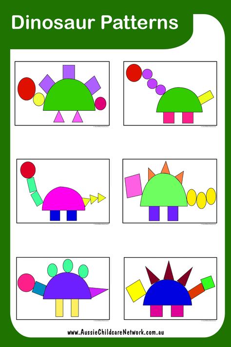 Dinosaur Shapes Match enables children to match shapes to the dinosaurs. This is a great way for children to create dinosaur pictures using different shapes. Dinosaur Shapes Preschool, Preschool Dinosaur Circle Time, Dino Art For Preschool, Build A Dinosaur With Shapes, Shape Dinosaurs Preschool, Dinosaur Art For Kindergarten, Dinosaur Shapes Free Printable, Build A Dinosaur Craft, Shape Dinosaur Craft