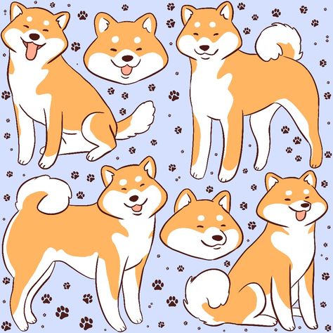 Cute shiba inu dog illustration pattern Shiba Inu Puppy Drawing, Shiba Drawing, Shiba Illustration, Shiba Inu Drawing, Shiba Inu Illustration, Shiba Inu Cute, Dollar Painting, Cute Shiba, Bullet Journal Ideas Templates