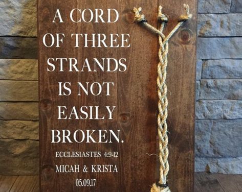 Cord Of 3 Strands, Wood Wedding Signs Rustic, Jacobean Stain, Keepsake Ideas, Unity Sand Ceremony, Cord Of Three Strands, Unity Sand, Daughters Wedding, Ceremony Sign