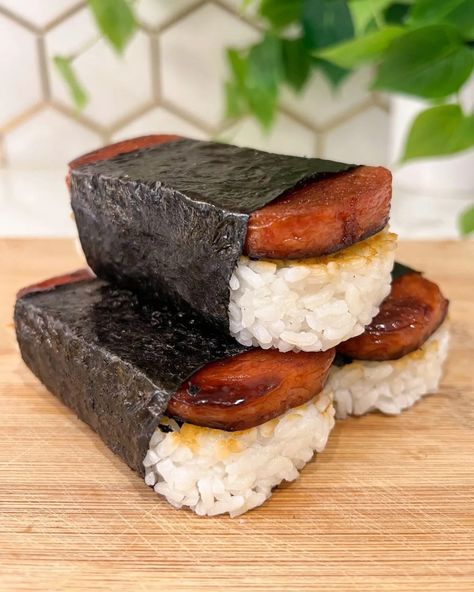 Recipes - FeedMi Spam Sushi, Spam Musubi Recipe, Musubi Recipe, Spam Can, Hawaiian Snacks, Spam Recipes, Spam Musubi, Austin Food, Canned Meat