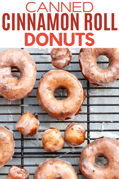 Canned Biscuit Donut Recipes, Canned Biscuit Donuts, The Baker Mama, Baker Mama, Canned Cinnamon Rolls, Biscuit Donuts, Breakfast Donuts, Cinnamon Roll Dough, Canned Biscuits