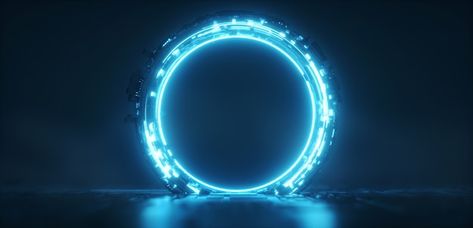 Futuristic blue glowing neon round porta... | Premium Photo #Freepik #photo #neon-stage #led-background #glow-dark #portal Sci Fi Aesthetic, Sci Fi Background, Background Technology, New Retro Wave, Circle Light, Marble Background, Best Background Images, Futuristic City, Warming Up