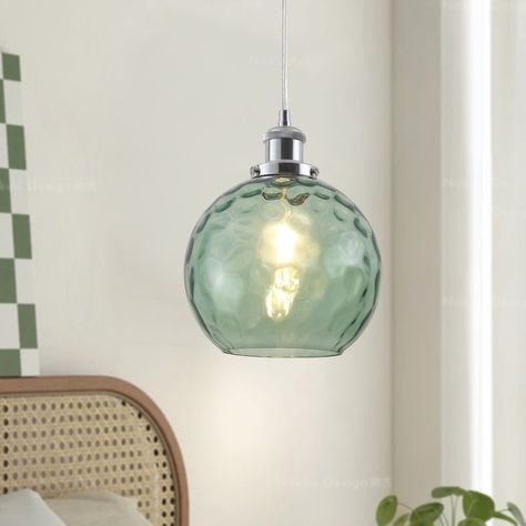 1-Light Unique Single-Globe Pendant Light for Kitchen Island Living Dining Room Bedroom Study - W8.07"x H7.28" - Bed Bath & Beyond - 40148540 Black Farmhouse Chandelier, Hand Blown Glass Lighting, Everyday Dinners, Lights Over Kitchen Island, Green Chandeliers, Glass Lights, Pendant Light Set, Rectangle Chandelier, Globe Pendant Light