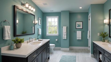 Find the perfect paint for your bathroom walls and ceilings. Explore high-gloss, semi-gloss, satin, and eggshell finishes with superior moisture resistance and durability. Best Paint For Bathroom, Painting Bathroom Walls, Satin Finish Paint, Semi Gloss Paint, Bathroom Paint, Art Deco Bathroom, High Gloss Paint, Deco Bathroom, Bathroom Walls