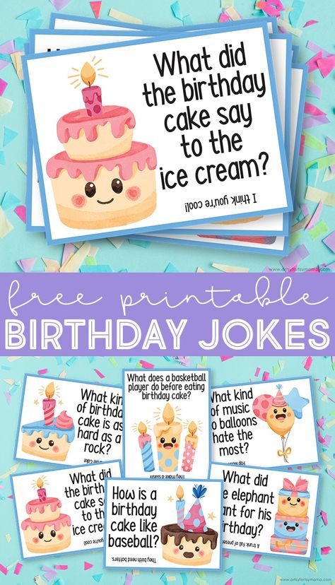 Free Printable Birthday Jokes | artsy-fartsy mama Birthday Card Templates Printable Free, Birthday Printables Free, Birthday Free Printables, Printable Birthday Cards Free, Funny Printable Birthday Cards, Free Birthday Cards, Free Printable Birthday Cards, Birthday Cards To Print, Birthday Jokes