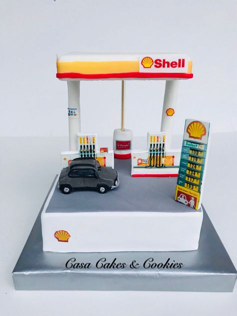 Shell Party, Shell Gas Station, Decorating Frosting, Fireman Birthday, Realistic Cakes, Beautiful Cake Designs, Cake Decorating Frosting, Birthday Cakes For Men, Petrol Station