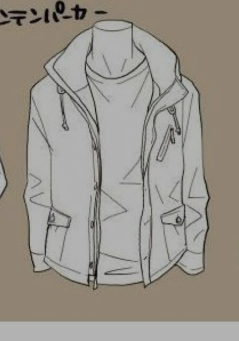 Jacket Anime Reference, Jumper Drawing Reference, Design Jacket Ideas, Baggy Jacket Drawing, How To Draw Jackets, Jean Jacket Drawing, Jacket Reference Drawing, Jacket Around Waist Drawing Reference, Jacket Drawing Reference