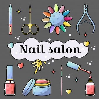 Nails Icon, Tools Illustration, Card Icon, Paint Vector, Nail Salon Decor, Nail Salon Design, Nail Art Studio, Nail Drawing, Nail Logo