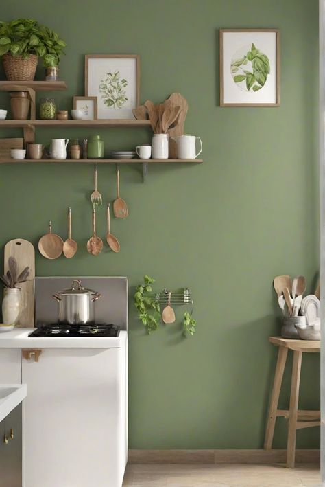 kitchen wall paint,interior design kitchen,home paint colors, paint color match Kitchen Wall Colour Ideas Paint, Kitchen Ideas Paint Colors, Kitchen Wall Paint, Kitchen Paint Ideas, Green Kitchen Walls, Light Oak Floors, Kitchen Colour, Paint For Kitchen Walls, Black Countertops