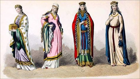 10th century costume | Costume and Fashion History of the 10th century. The Middle ages ... Carolingian Art, 10th Century Clothing, 11th Century Clothing, 12th Century Fashion, Byzantine Fashion, French Costume, Scottish Clothing, High Middle Ages, Medieval Clothes