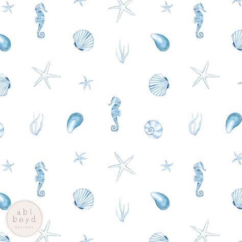 Shell Pattern Design, Shell Print Pattern, Beach Patterns, Shell Wallpaper, Shell Print, Motif Simple, Repeat Prints, Summer Illustration, Summer Backgrounds