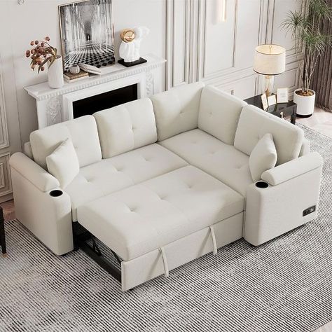 L Shaped Sofa Bed, Brown Sectional, Sleeper Couch, L Shape Sofa, Corner Couch, Upholstered Couch, Pull Out Sofa Bed, Fabric Sectional Sofas, White Couches