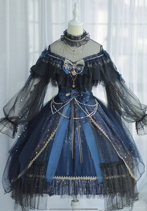 Fantasy Mirror, Space Dress, Moon Dress, Space Outfit, Witch Dress, Lolita Outfits, Gaun Fashion, Witch Outfit, Fantasy Dress