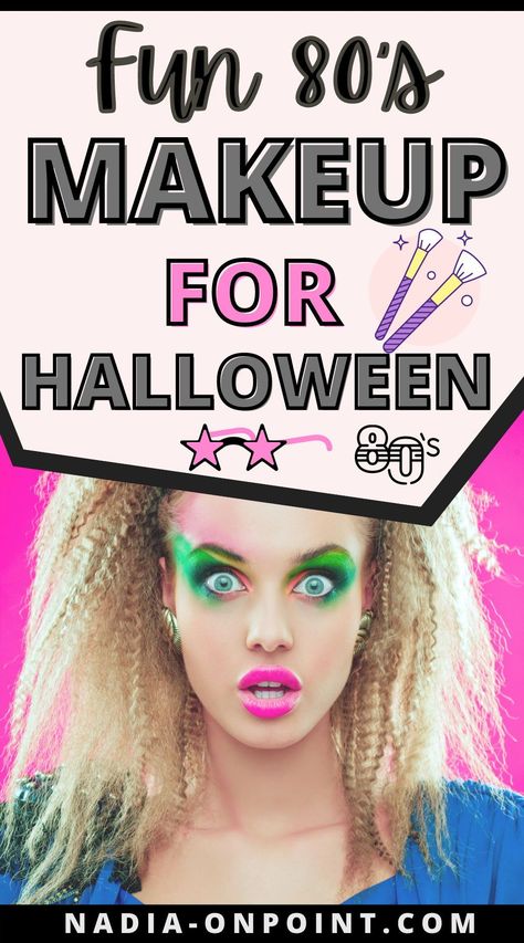 Everything Halloween! Here are some 80s Halloween makeup ideas! Try out these Halloween hair and makeup. The cutest 80s makeup for Halloween. Halloween makeup looks 80s | 80s eye makeup Halloween. Halloween makeup easy 80s. #80s #halloween #makeup Easy 80s Makeup Simple, 80s Makeup Step By Step, 80s Make Up 1980s, Hair From The 80s, 80s Eye Makeup Easy, How To 80s Makeup, 80 Prom Hair 80s Makeup, 80s Costume Makeup, 80s Makeup Ideas